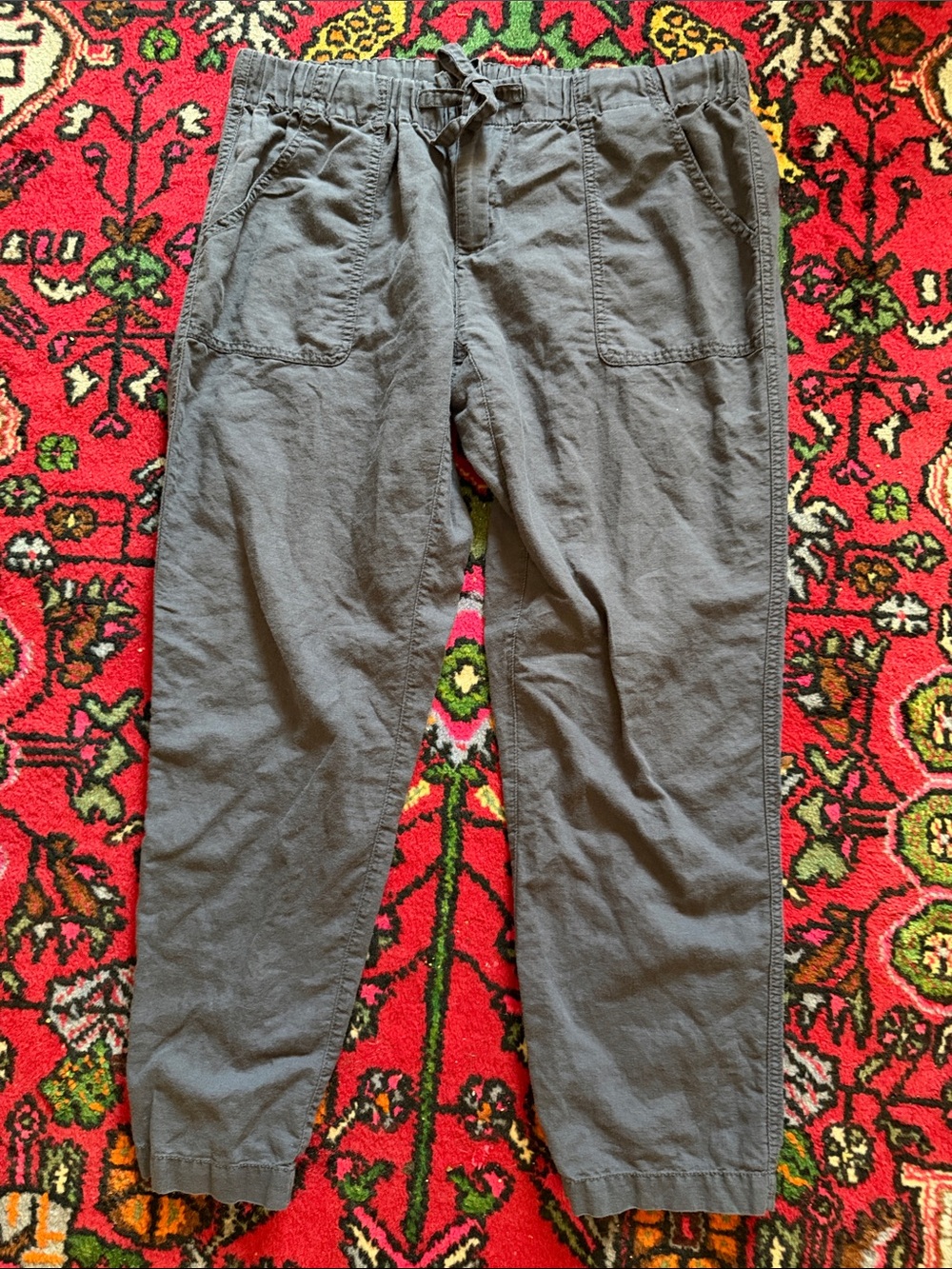 Cotton/Linen Blend Columbia Gray Drawstring Joggers for Women